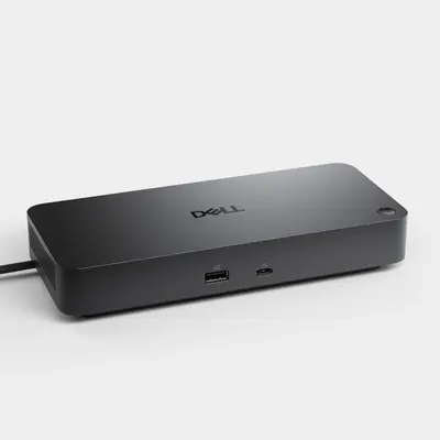 Provides a clean, catalog-style view of the Dell docking station product on a neutral background with no text or design elements, allowing shoppers to see the product clearly.