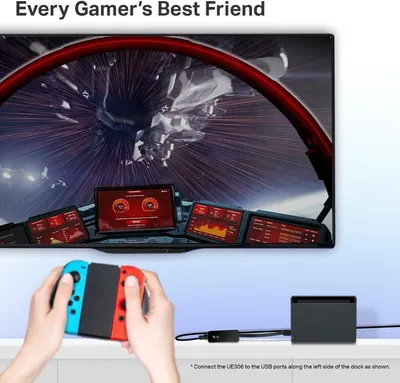 Demonstrates how the product enables gaming console connectivity to a large display, showing the product in use within a real gaming environment to help shoppers visualize the application. Shows the…