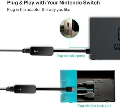 Demonstrates two different ways to connect the adapter to the Nintendo Switch, showing shoppers the product's ease of use and flexible installation options. Shows the product can be used in multiple…