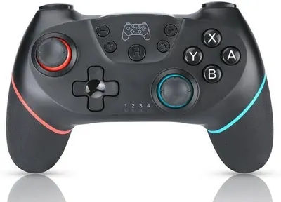 Displays the gaming controller in a clean, catalog-style format to show the product's design, button layout, and color accents without distractions.