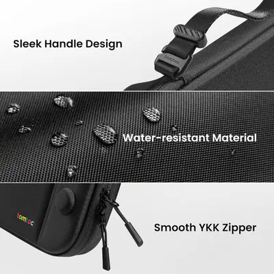 Highlights three distinct product features in a segmented layout to communicate quality construction, durability, and premium components.
