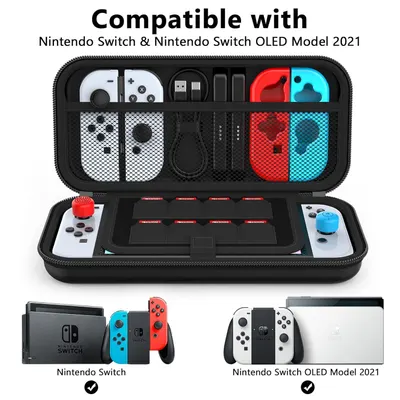 Communicates which Nintendo Switch models the carrying case is compatible with, reassuring shoppers that it will fit their specific device.