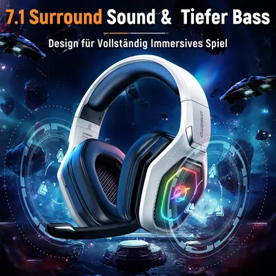 Highlights multiple premium audio features (7.1 surround sound and deeper bass) to communicate superior gaming audio performance and immersive experience.