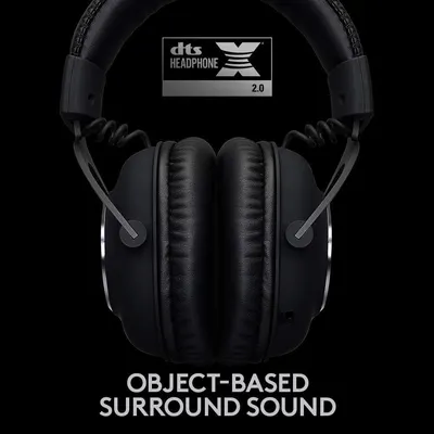 Highlights the headphones' advanced surround sound technology (DTS Headphone:X 2.0) to communicate superior audio quality and immersive listening experience.