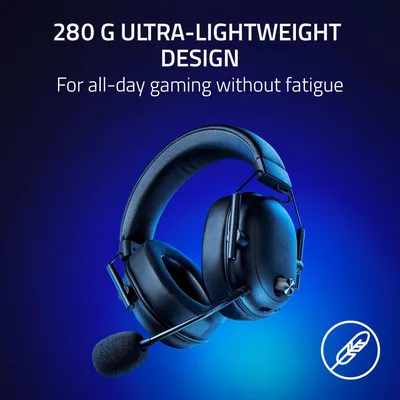 Highlights the product's lightweight weight specification (280 grams) to communicate comfort and reduced fatigue during extended gaming sessions. Communicates the key benefit of all-day gaming…