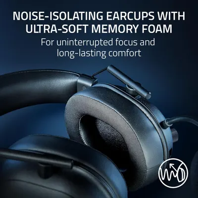 Highlights the headphones' noise-isolating earcups with ultra-soft memory foam to communicate comfort and focus benefits for extended use.