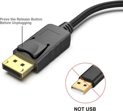 Educates shoppers on the proper unplugging procedure by highlighting the release button feature and clarifies that this is not a USB connector to prevent confusion. Instructs users on the correct…