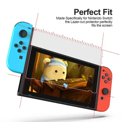 Communicates that the screen protector is laser-cut to perfectly fit the Nintendo Switch screen, reassuring shoppers of precise compatibility and full coverage.