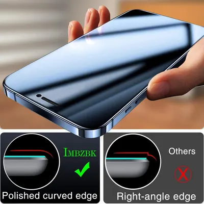 Demonstrates the superior design quality of this brand's screen protector with polished curved edges compared to competitors with right-angle edges, reassuring shoppers of better fit and finish.