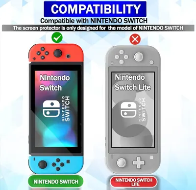 Clarifies which Nintendo Switch models the screen protector is compatible with (standard Switch) and which it is not (Switch Lite), helping shoppers avoid purchasing the wrong product.