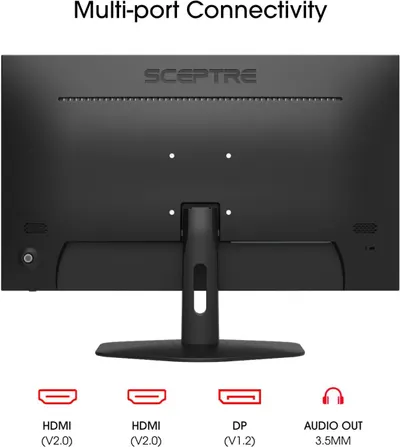 Demonstrates the multiple connectivity options available on the monitor, reassuring shoppers that the product is compatible with various devices and use cases.