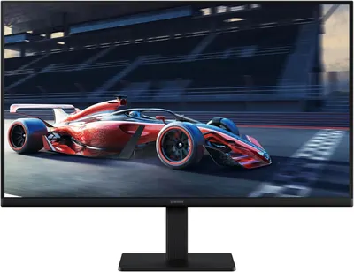 Showcases the monitor displaying high-speed racing content to demonstrate its visual performance and appeal to gaming enthusiasts.