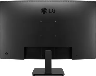 Shows the back view of the LG monitor on a clean white background to give shoppers a clear view of the product's rear design, ports, and stand.