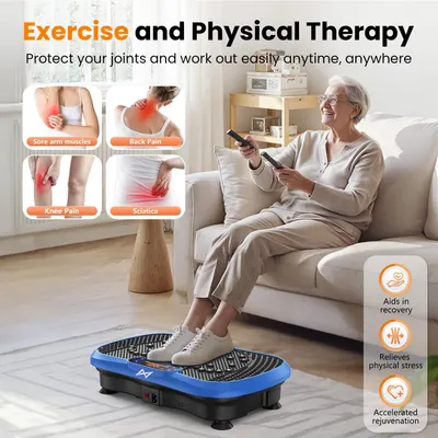 Demonstrates the product's versatility by showing it can be used for multiple pain relief scenarios (sore arm muscles, back pain, knee pain, sciatica) and highlights its benefits for recovery,…