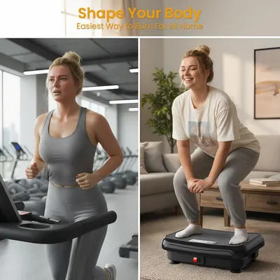 Demonstrates the product's versatility by showing it can be used both in a gym setting and at home, reassuring shoppers that it fits multiple workout environments and lifestyles. Communicates the…