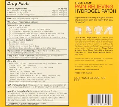 This image provides comprehensive product information including drug facts, active ingredients, usage directions, warnings, and product benefits to inform and reassure shoppers about the pain relief…