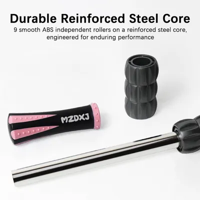 Highlights the internal construction and component materials of the ab roller to communicate durability and engineering quality. Communicates the product's durability and long-lasting performance…