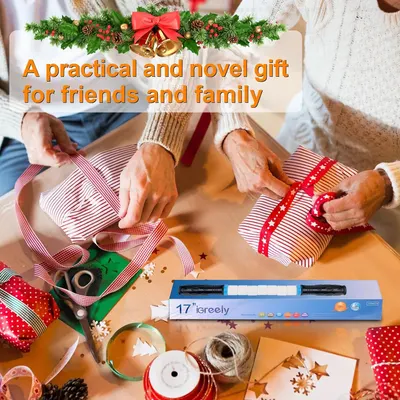 Positions the product as a practical and novel gift for friends and family during the holiday season, leveraging Christmas imagery and gift-wrapping context to drive seasonal purchase intent.…