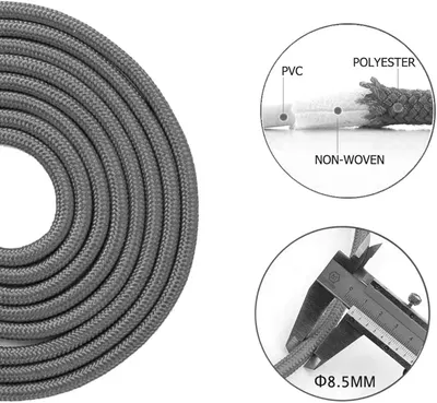 Breaks down the cable's physical construction to show shoppers the quality materials used (PVC, polyester, non-woven layers) and precise sizing, building confidence in durability and manufacturing…