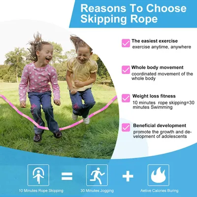 Communicates multiple distinct benefits of choosing a skipping rope, including convenience, full-body coordination, fitness efficiency, and developmental advantages for children.