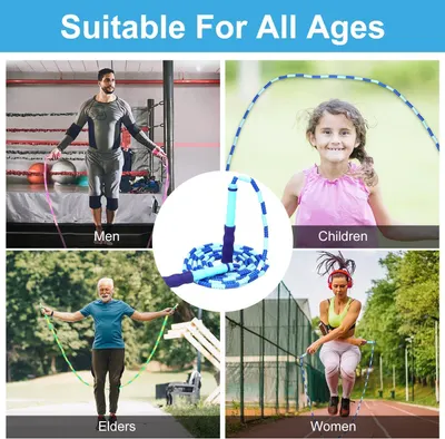 Demonstrates that the jump rope product is versatile and appropriate for all age groups and fitness levels, from children to elders, men to women, reassuring shoppers of its universal appeal and…