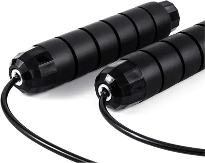 Provides a clean, catalog-style view of the jump rope handles and cable on a white background with no distractions, allowing shoppers to see the product clearly.