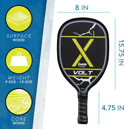 Communicates the exact physical dimensions of the pickleball paddle (8 inches wide, 15.75 inches long, 4.75 inch handle) to help shoppers understand the product's size and fit for their needs.…