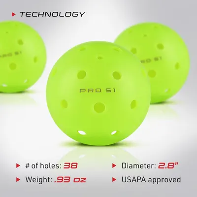 Communicates the physical specifications of the pickleball (diameter, weight, hole count) to help shoppers understand the exact size and official standards compliance of the product. Reassures…