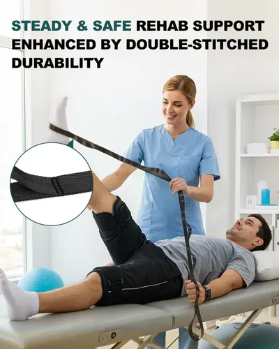 Communicates that the product provides steady and safe rehabilitation support, emphasizing the durability of the double-stitched construction to reassure shoppers of its quality and reliability…