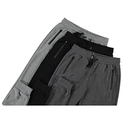 Provides a clean, catalog-style view of the product showing multiple color options (gray and black pants) without distractions, allowing shoppers to see the product clearly.