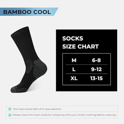 Provides a clear size chart to help shoppers select the correct sock size based on their measurements, reducing uncertainty and returns.