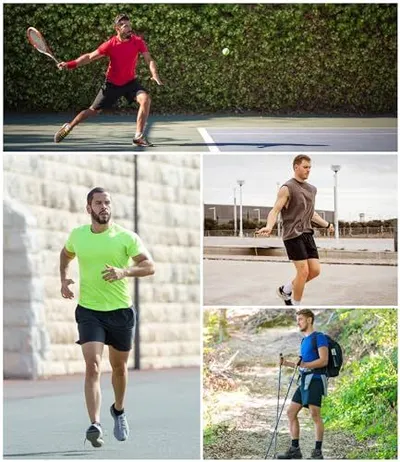 Demonstrates the product's versatility across multiple athletic activities and environments, showing shoppers it can be used for tennis, running, and hiking.