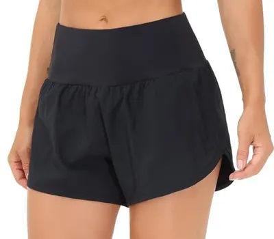 Provides a clean, catalog-style view of the athletic shorts on a model against a white background with no text or design elements, allowing shoppers to see the product's fit, style, and design…