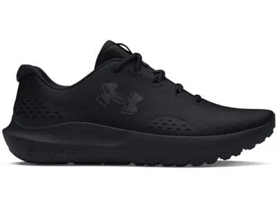 Provides a clean, catalog-style view of the black athletic shoe on a white background with no text or design elements, allowing shoppers to see the product clearly.