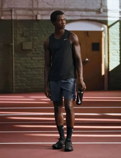 Showcases the product in an authentic athletic environment to help shoppers visualize the product in real-world use and connect emotionally with the brand's performance positioning.