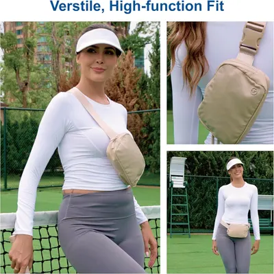 Demonstrates the product's versatility by showing multiple ways to wear the bag (crossbody, waist pack, different positions), reassuring shoppers of its adaptability to different activities and…