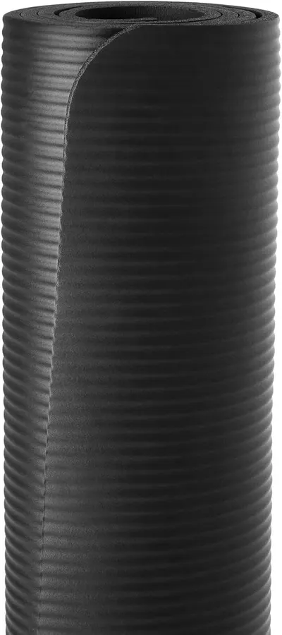 Provides a clean, catalog-style view of the rolled exercise mat showing its texture and thickness without any distractions.