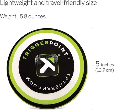 Communicates the product's portability by showing its lightweight (5.8 ounces) and compact size (5 inches diameter), reassuring shoppers it's easy to pack and carry for travel. Highlights the key…