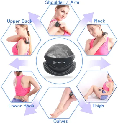 Demonstrates the product's versatility by showing it can be used on multiple body areas (shoulder, arm, neck, upper back, lower back, thigh, calves), reassuring shoppers of its multi-purpose…