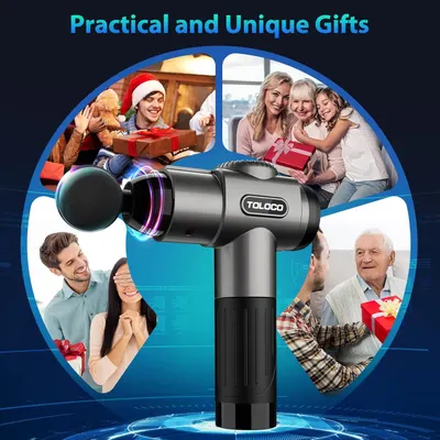 Positions the massage gun as a practical and unique gift for various recipients during the holiday season, emphasizing its universal appeal and gift-worthiness.