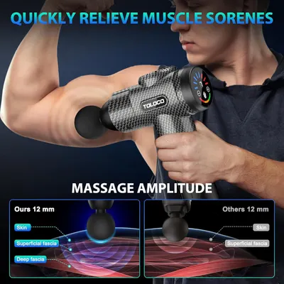 Demonstrates that this massage gun penetrates deeper into muscle tissue (12mm reaching deep fascia) compared to competing products, proving superior effectiveness for muscle soreness relief.…