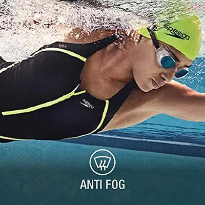 Communicates that the goggles feature anti-fog technology, reassuring swimmers of clear vision during use.