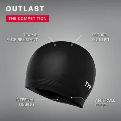 Breaks down the swim cap's key structural features and materials to show shoppers what makes it durable, comfortable, and functional.