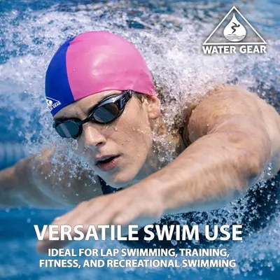 Demonstrates multiple use cases for the swim cap, showing it is suitable for lap swimming, training, fitness, and recreational swimming to communicate versatility and broad applicability.