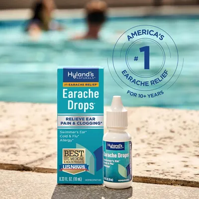 Communicates brand authority and market leadership by showcasing the U.S. News 'Best OTC Medicine' award and the '#1 Earache Relief for 10+ Years' claim to build shopper trust and credibility.…