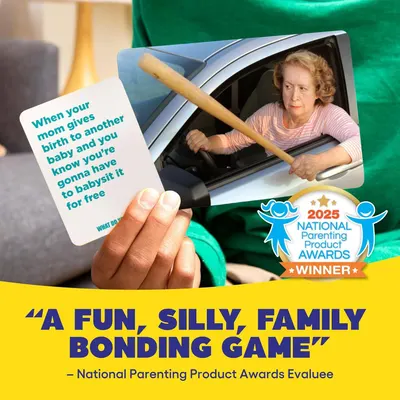 Showcases the product's credibility and third-party validation by displaying a 2025 National Parenting Product Awards Winner badge and an evaluee quote from the organization. Uses a direct quote…