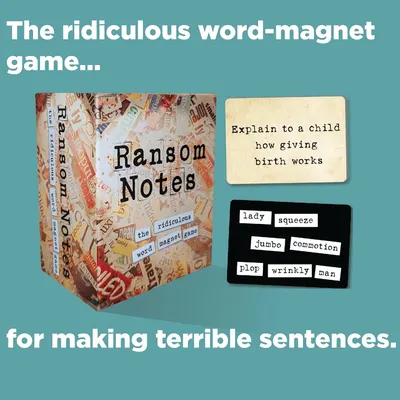 Demonstrates multiple ways to use the word-magnet game by showing example prompts and word combinations, helping shoppers understand the product's versatility and entertainment value.