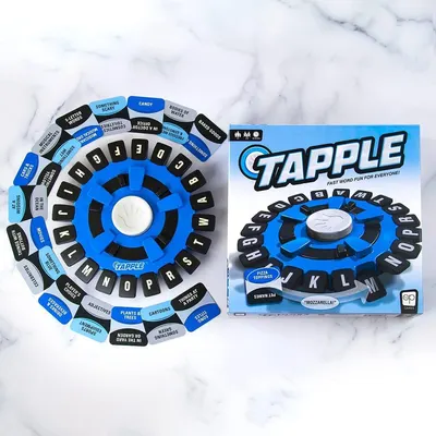 Shows the customer exactly what they receive in the box—the complete game setup including the circular letter board and category tiles—to help them understand the full contents and value of the…