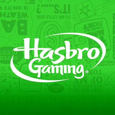 Establishes brand recognition and trust by prominently displaying the Hasbro Gaming logo against a background featuring iconic game imagery.