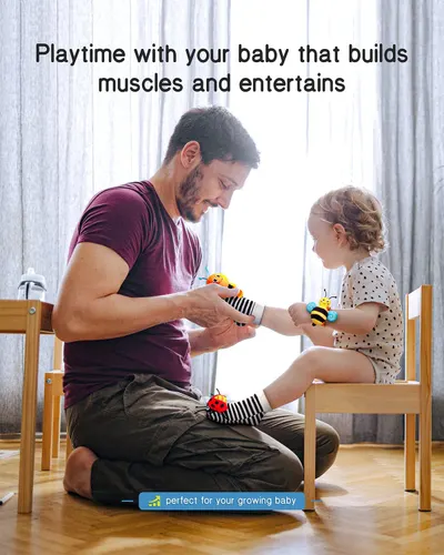 Communicates that the product provides engaging playtime that supports baby's physical development and entertainment, reassuring parents of its developmental value.